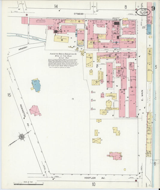 Sanborn Fire Insurance Map from Ilion, Herkimer County, New York (1912), Sheet #0009 - Historic Sanborn Fire Insurance Map Print, vintage old map wall art, antique decor, genealogy gift, New York New York map