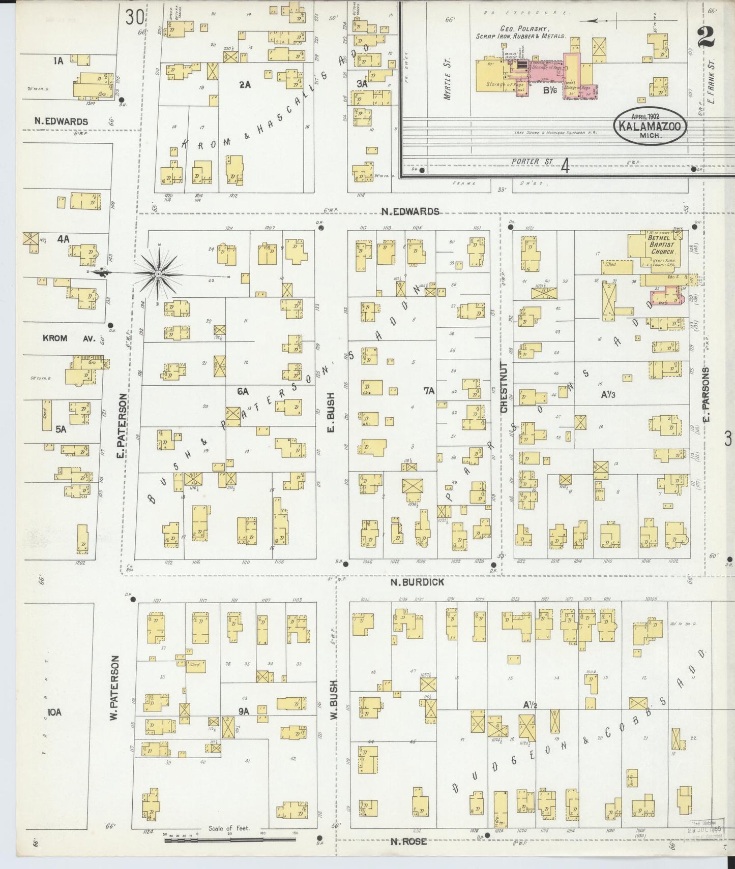 Sanborn Fire Insurance Map from Kalamazoo, Kalamazoo County, Michigan (1902), Sheet #0002 - Complete Map Set gallery image, historic Sanborn map, vintage wall art, Michigan Michigan