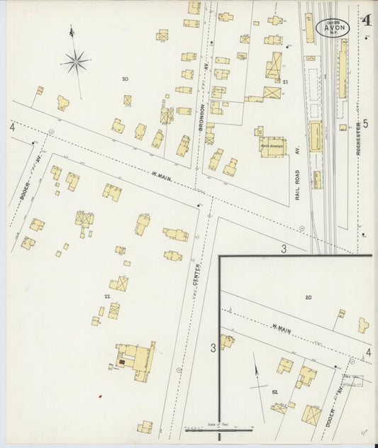 Sanborn Fire Insurance Map from Avon, Livingston County, New York (1898), Sheet #0004 - Historic Sanborn Fire Insurance Map Print, vintage old map wall art, antique decor, genealogy gift, New York New York map
