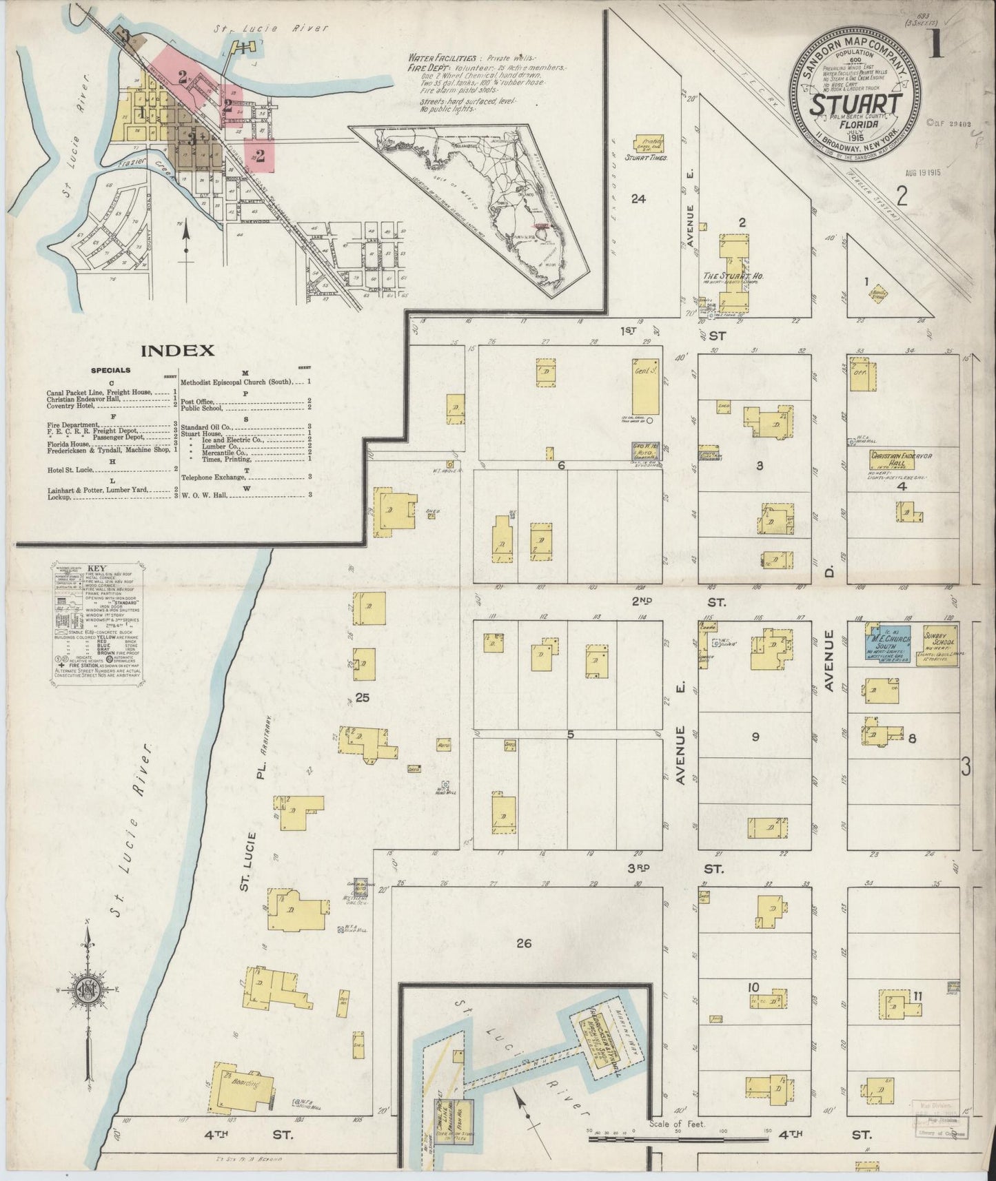 Sanborn Fire Insurance Map from Stuart, Martin County, Florida. (1915) – Historic Sanborn Fire Insurance Map Print