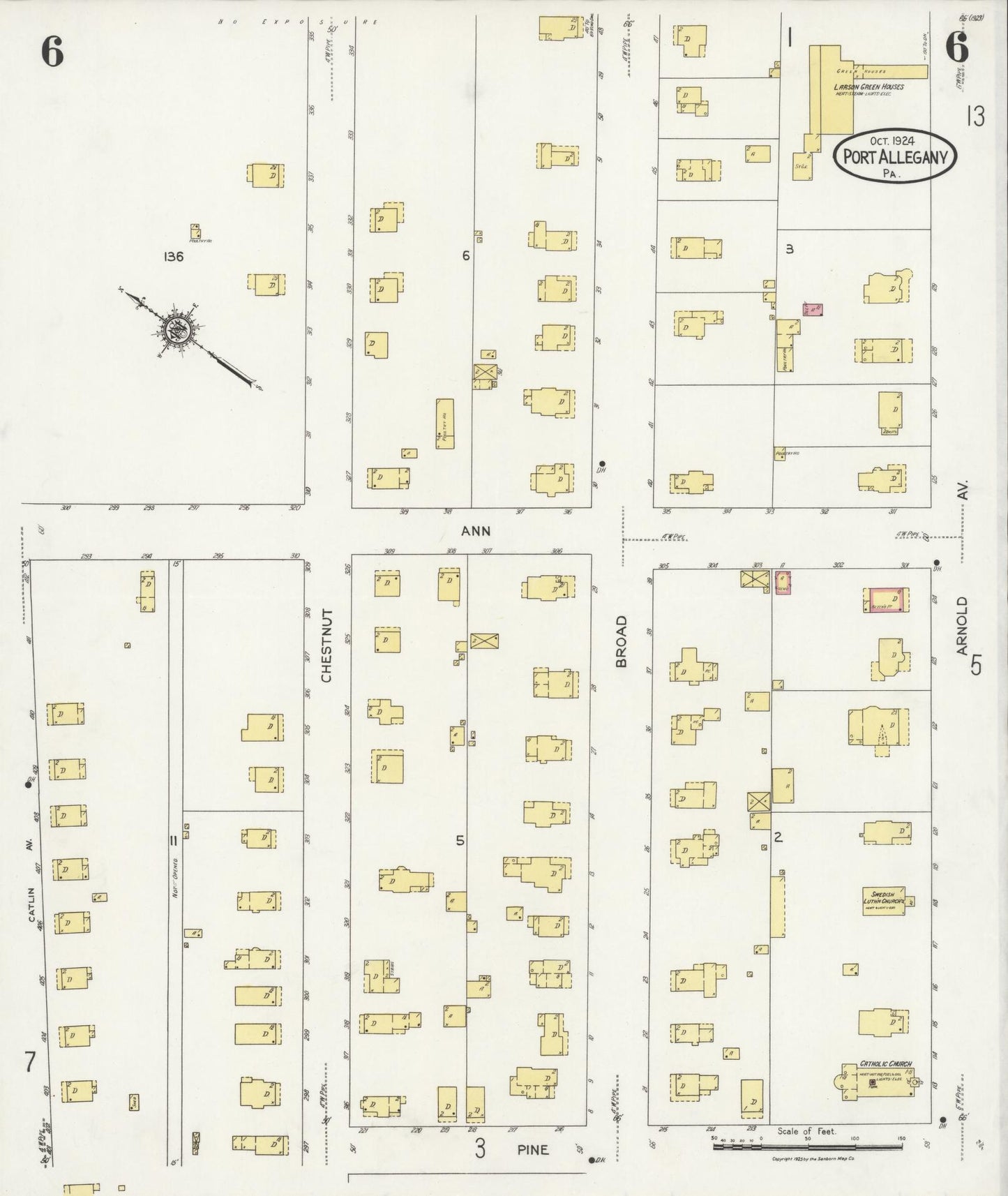 Sanborn Fire Insurance Map from Port Allegany, McKean County, Pennsylvania (1924), Sheet #0006 - Complete Map Set gallery image, historic Sanborn map, vintage wall art, Pennsylvania Pennsylvania
