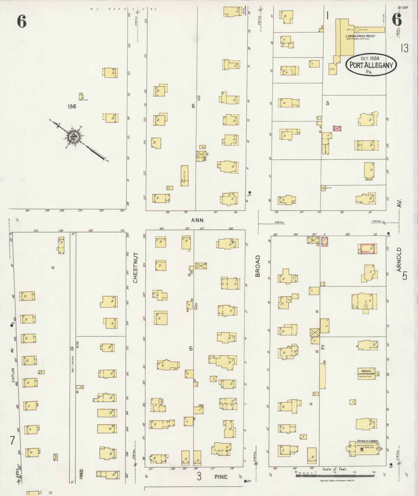 Sanborn Fire Insurance Map from Port Allegany, McKean County, Pennsylvania (1924), Sheet #0006 - Complete Map Set gallery image, historic Sanborn map, vintage wall art, Pennsylvania Pennsylvania