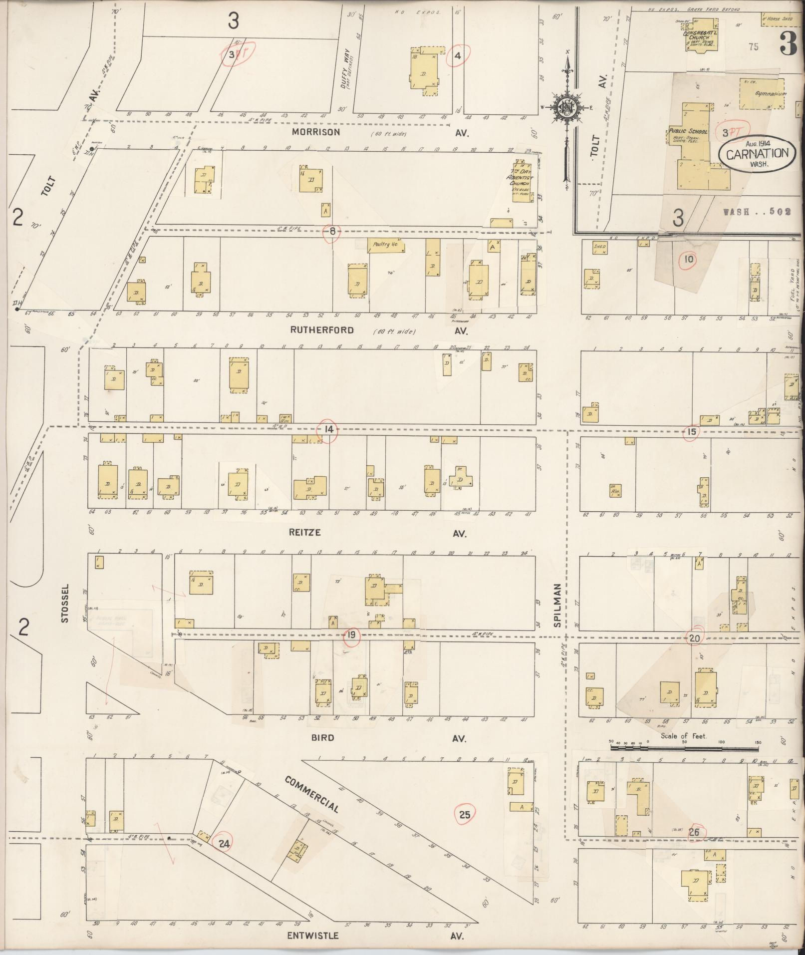 Sanborn Fire Insurance Map from Carnation, King County, Washington (1930), Sheet #0003 - Complete Map Set gallery image, historic Sanborn map, vintage wall art, Washington Washington