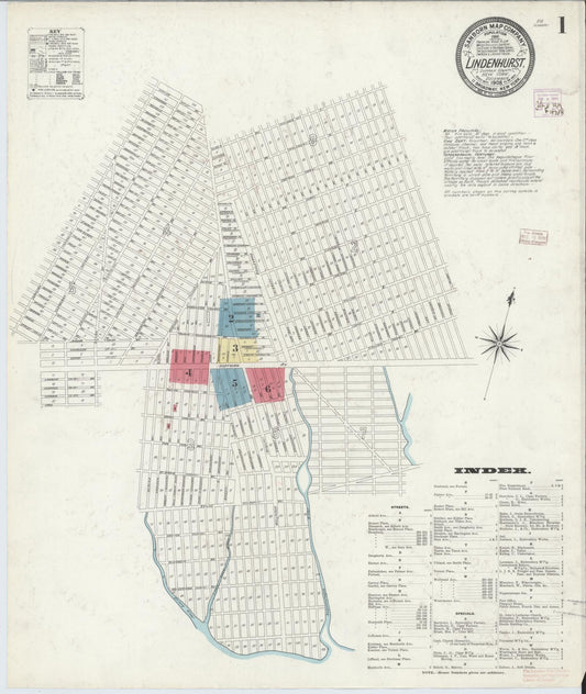 Sanborn Fire Insurance Map from Lindenhurst, Suffolk County, New York (1908), Sheet #0001 - Historic Sanborn Fire Insurance Map Print, vintage old map wall art, antique decor, genealogy gift, New York New York map