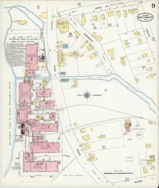 Sanborn Fire Insurance Map from Patchogue, Suffolk County, New York (1910), Sheet #0009 - Historic Sanborn Fire Insurance Map Print, vintage old map wall art, antique decor, genealogy gift, New York New York map
