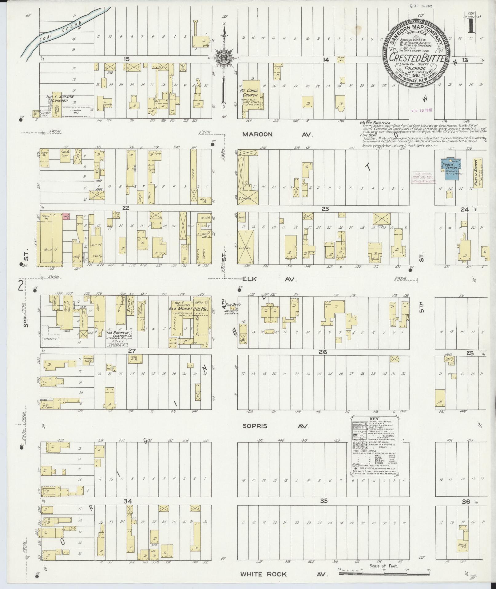Sanborn Fire Insurance Map from Crested Butte, Gunnison County, Colorado. (1910) – Historic Sanborn Fire Insurance Map Print
