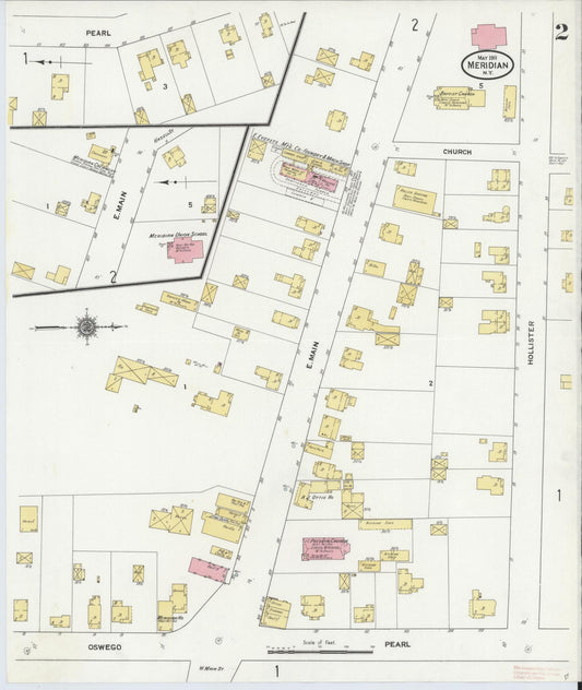 Sanborn Fire Insurance Map from Meridian, Cayuga County, New York (1911), Sheet #0002 - Historic Sanborn Fire Insurance Map Print, vintage old map wall art, antique decor, genealogy gift, New York New York map
