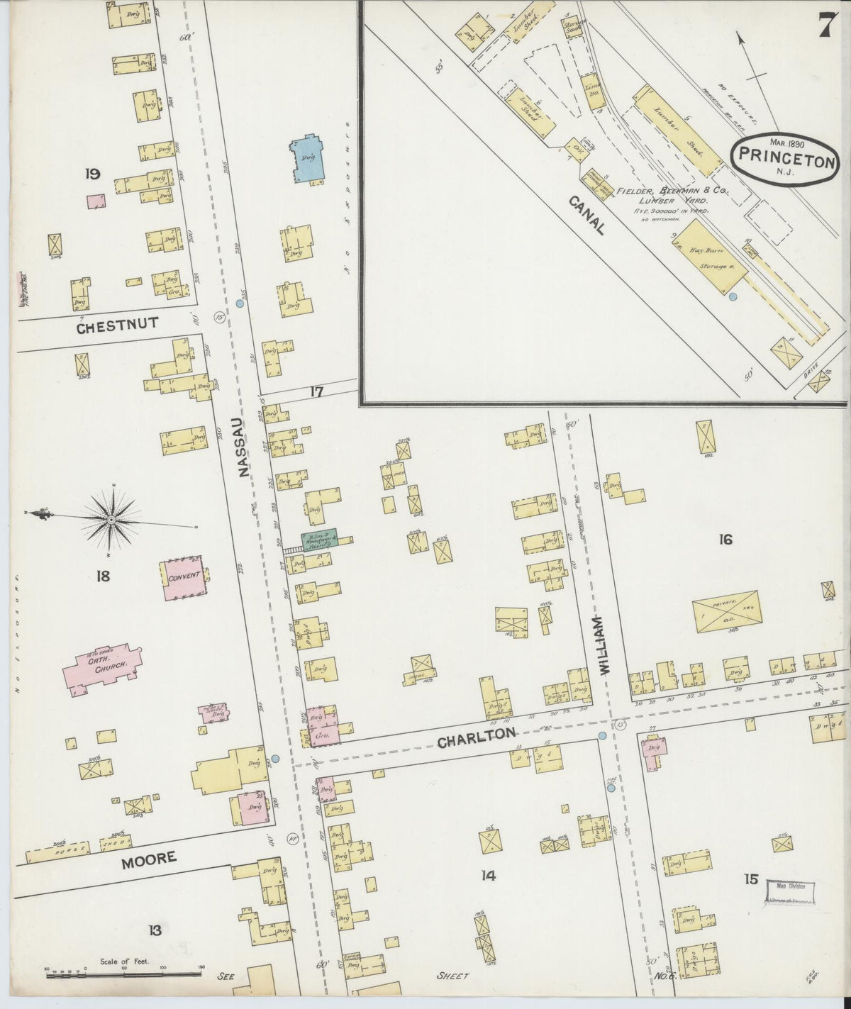 Sanborn Fire Insurance Map from Princeton, Mercer County, New Jersey (1890), Sheet #0007 - Complete Map Set gallery image, historic Sanborn map, vintage wall art, New Jersey New Jersey