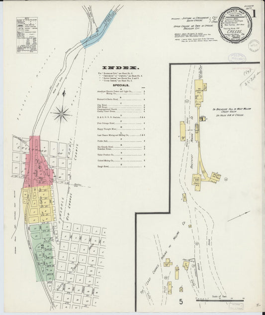 Sanborn Fire Insurance Map from Creede, Mineral County, Colorado (1898), Sheet #0001 - Complete Map Set gallery image, historic Sanborn map, vintage wall art, Colorado Colorado