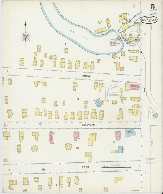 Sanborn Fire Insurance Map from Boonville, Oneida County, New York (1895), Sheet #0005 - Historic Sanborn Fire Insurance Map Print, vintage old map wall art, antique decor, genealogy gift, New York New York map