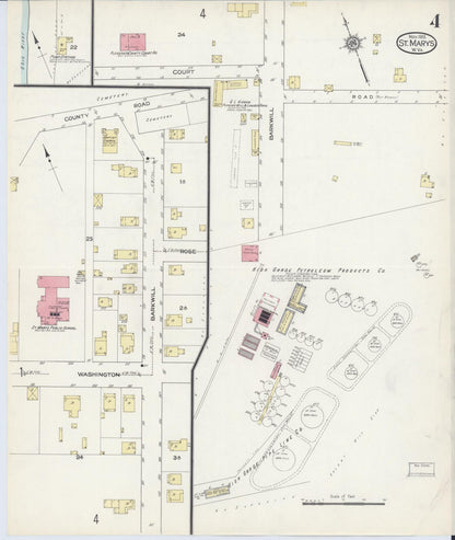 Sanborn Fire Insurance Map from Saint Marys, Pleasant County, West Virginia (1913), Sheet #0004 - Complete Map Set gallery image, historic Sanborn map, vintage wall art, West Virginia West Virginia