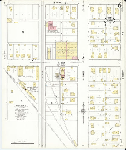 Sanborn Fire Insurance Map from Olathe, Johnson County, Kansas (1912), Sheet #0006 - Complete Map Set gallery image, historic Sanborn map, vintage wall art, Kansas Kansas