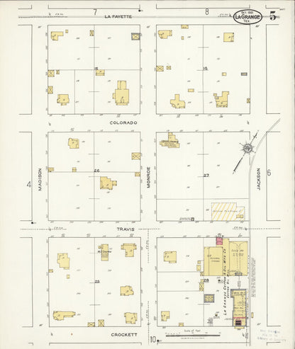 Sanborn Fire Insurance Map from La Grange, Fayette County, Texas (1921), Sheet #0005 - Complete Map Set gallery image, historic Sanborn map, vintage wall art, Texas Texas