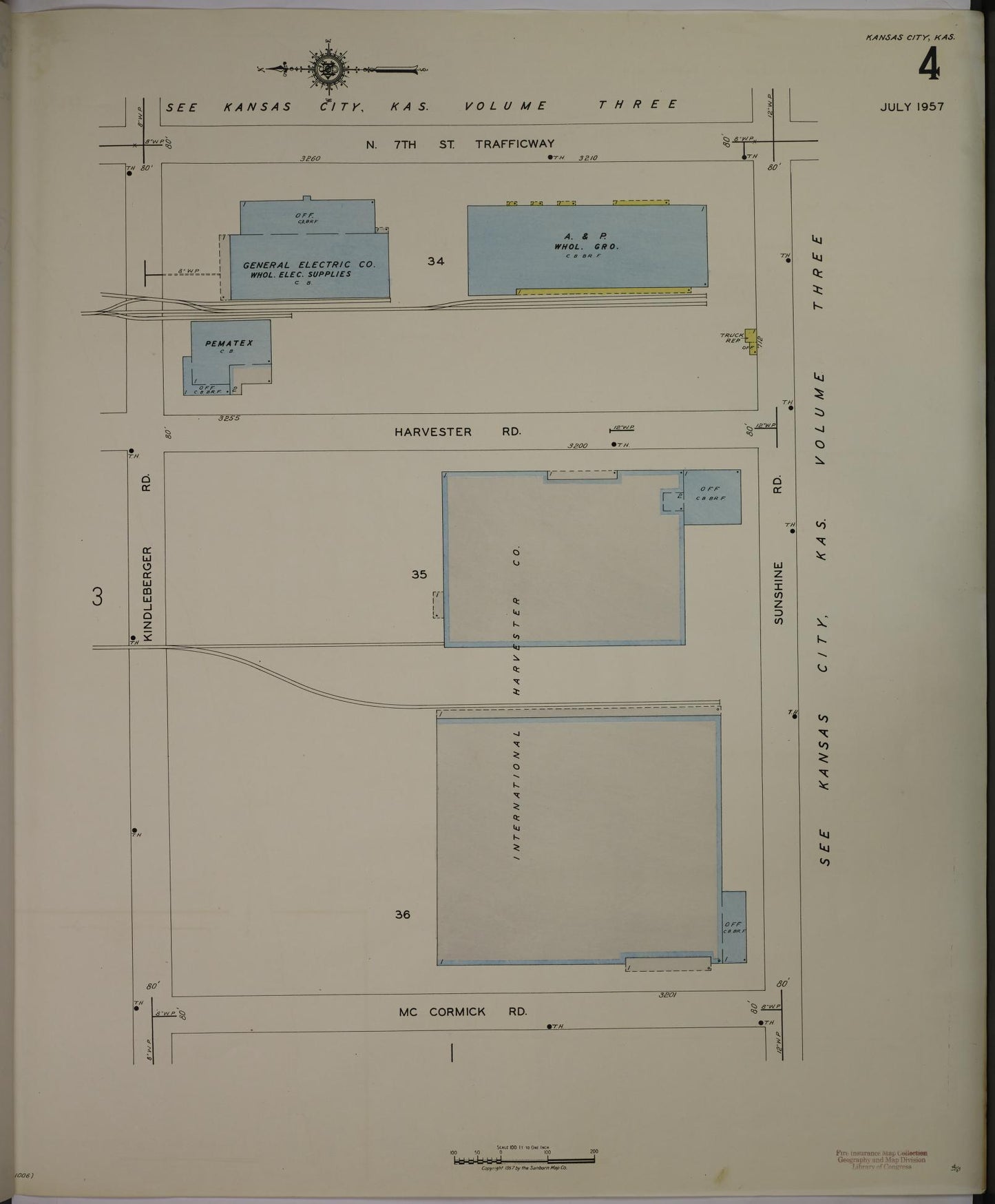Sanborn Fire Insurance Map from Kansas City, Wyandotte County, Kansas (1957), Sheet #0004 - Complete Map Set gallery image, historic Sanborn map, vintage wall art, Kansas Kansas