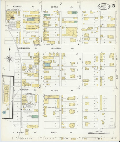 Sanborn Fire Insurance Map from Ponca City, Kay County, Oklahoma (1907), Sheet #0005 - Complete Map Set gallery image, historic Sanborn map, vintage wall art, Oklahoma Oklahoma