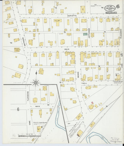 Sanborn Fire Insurance Map from Caldwell, Noble County, Ohio (1905), Sheet #0006 - Historic Sanborn Fire Insurance Map Print, vintage old map wall art, antique decor, genealogy gift, Ohio Ohio map