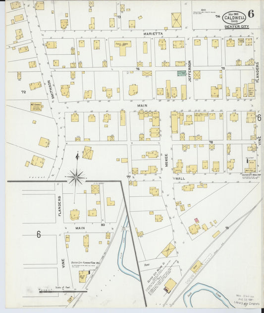 Sanborn Fire Insurance Map from Caldwell, Noble County, Ohio (1905), Sheet #0006 - Historic Sanborn Fire Insurance Map Print, vintage old map wall art, antique decor, genealogy gift, Ohio Ohio map
