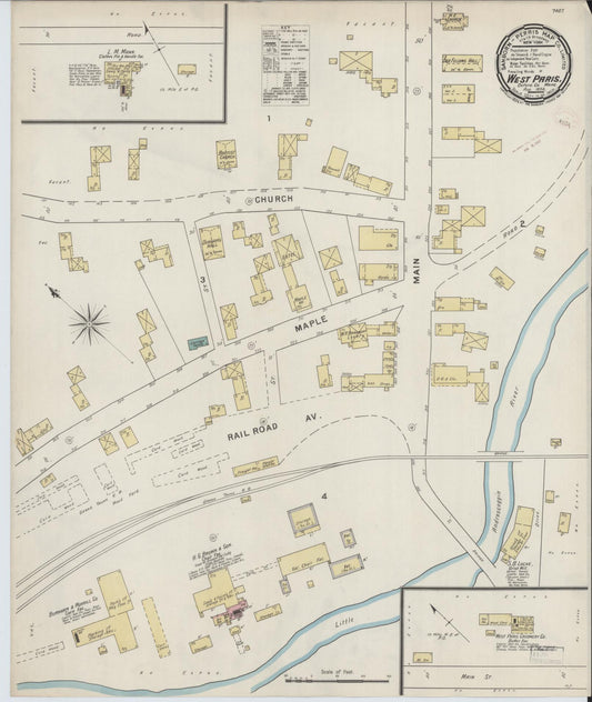 Sanborn Fire Insurance Map from West Paris, Oxford County, Maine (1894), Sheet #0001 - Historic Sanborn Fire Insurance Map Print, vintage old map wall art, antique decor, genealogy gift, Maine Maine map