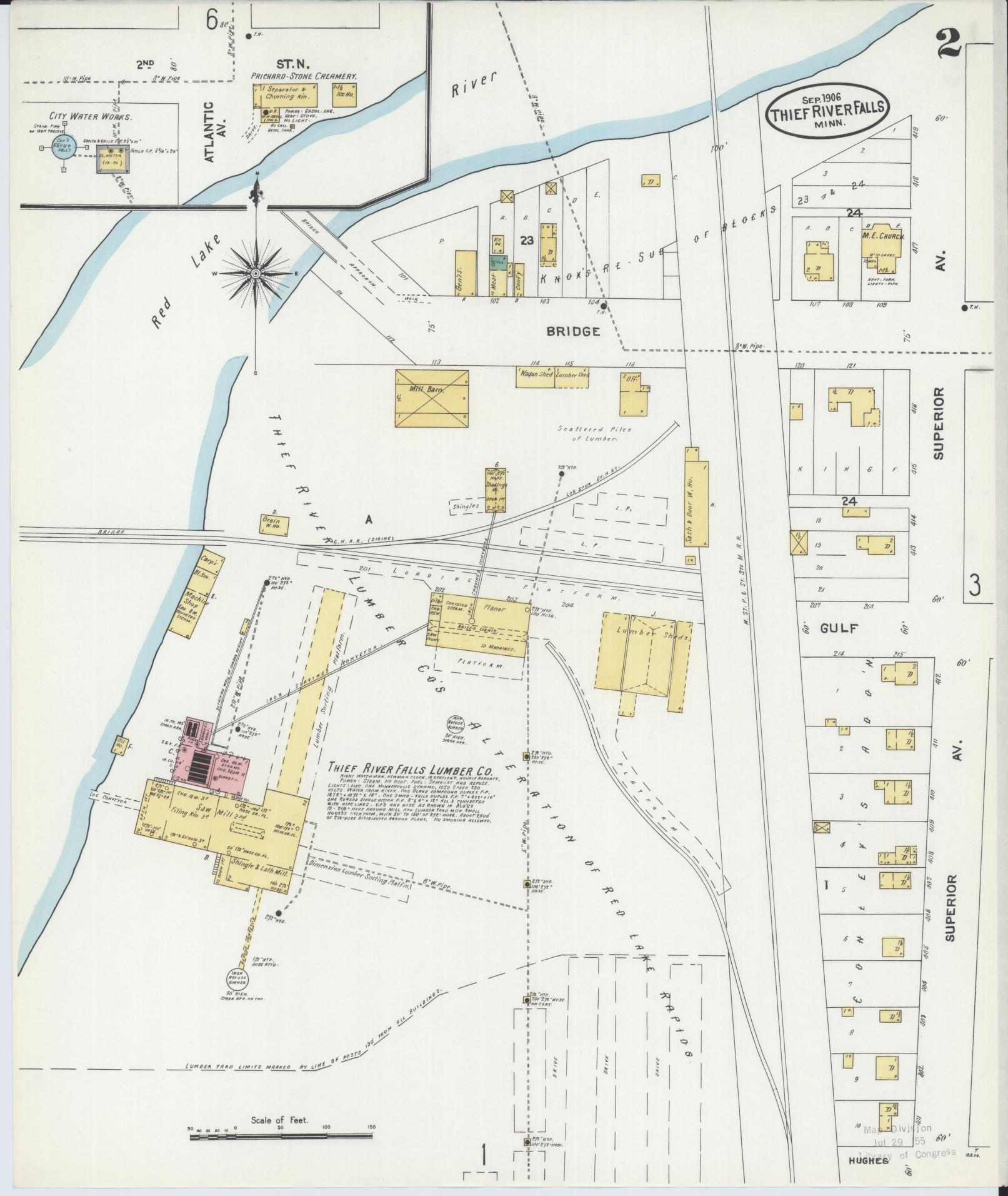 Sanborn Fire Insurance Map from Thief River Falls, Pennington County, Minnesota (1906), Sheet #0002 - Complete Map Set gallery image, historic Sanborn map, vintage wall art, Minnesota Minnesota