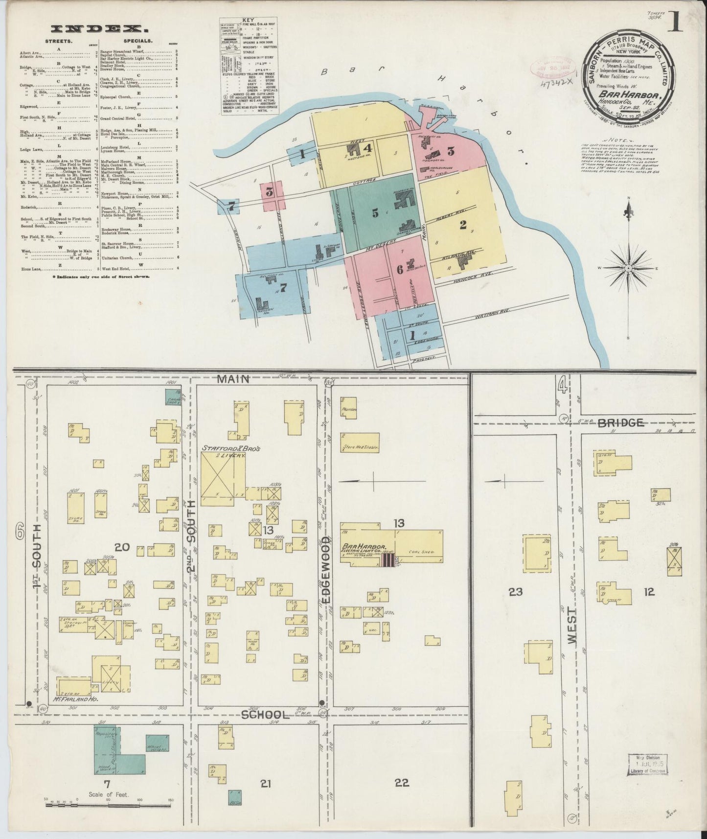 Sanborn Fire Insurance Map from Bar Harbor, Hancock County, Maine. (1892) – Historic Sanborn Fire Insurance Map Print