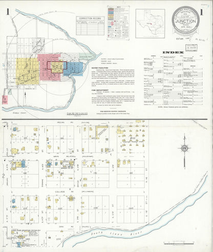 Sanborn Fire Insurance Map from Junction, Kimble County, Texas (1933), Sheet #0001 - Historic Sanborn Fire Insurance Map Print, vintage old map wall art, antique decor, genealogy gift, Texas Texas map