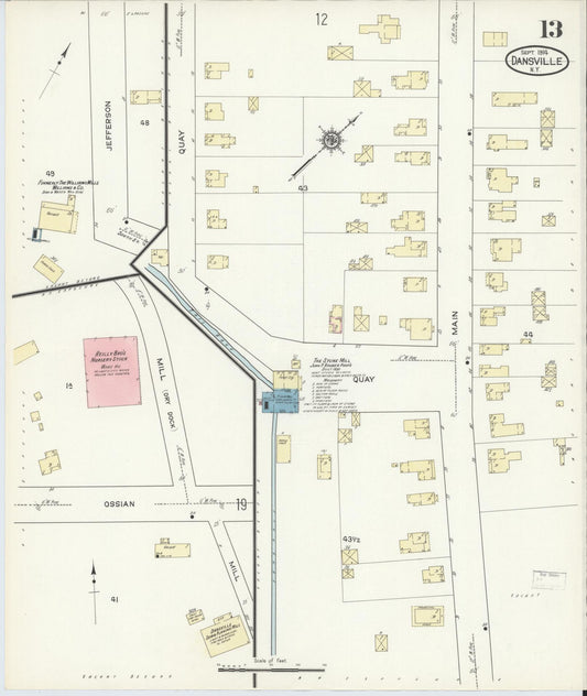 Sanborn Fire Insurance Map from Dansville, Livingston County, New York (1914), Sheet #0013 - Historic Sanborn Fire Insurance Map Print, vintage old map wall art, antique decor, genealogy gift, New York New York map