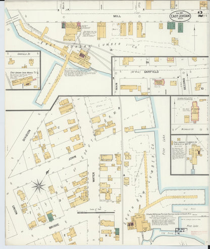 Sanborn Fire Insurance Map from East Jordan, Charlevoix County, Michigan (1901), Sheet #0002 - Complete Map Set gallery image, historic Sanborn map, vintage wall art, Michigan Michigan