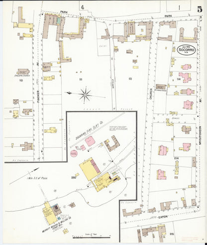 Sanborn Fire Insurance Map from Socorro, Socorro County, New Mexico (1902), Sheet #0005 - Complete Map Set gallery image, historic Sanborn map, vintage wall art, New Mexico New Mexico