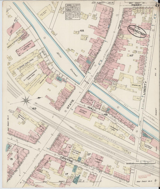 Sanborn Fire Insurance Map from Schenectady, Schenectady County, New York (1884), Sheet #0008 - Historic Sanborn Fire Insurance Map Print, vintage old map wall art, antique decor, genealogy gift, New York New York map
