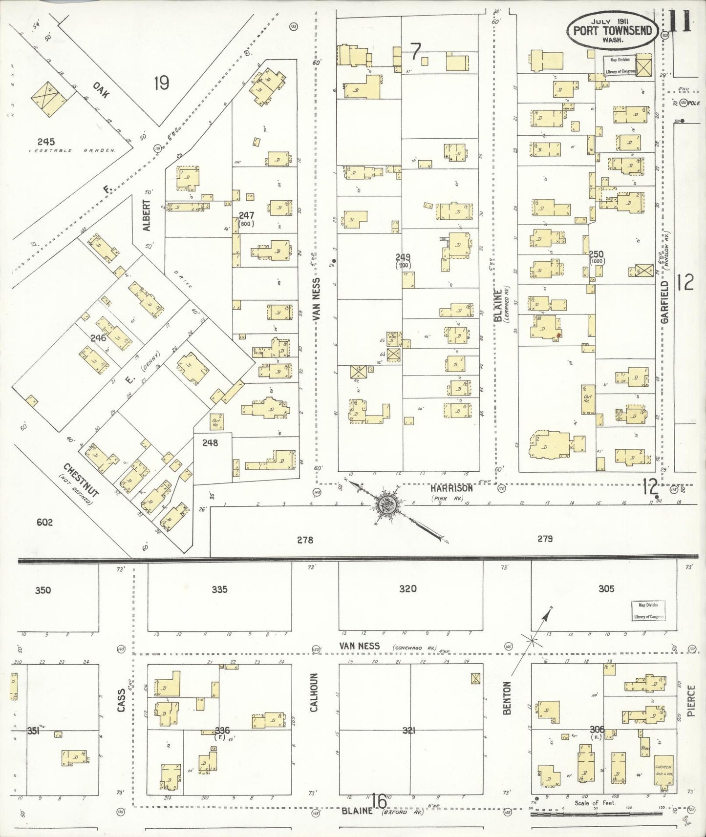 Sanborn Fire Insurance Map from Port Townsend, Jefferson County, Washington (1911), Sheet #0011 - Complete Map Set gallery image, historic Sanborn map, vintage wall art, Washington Washington