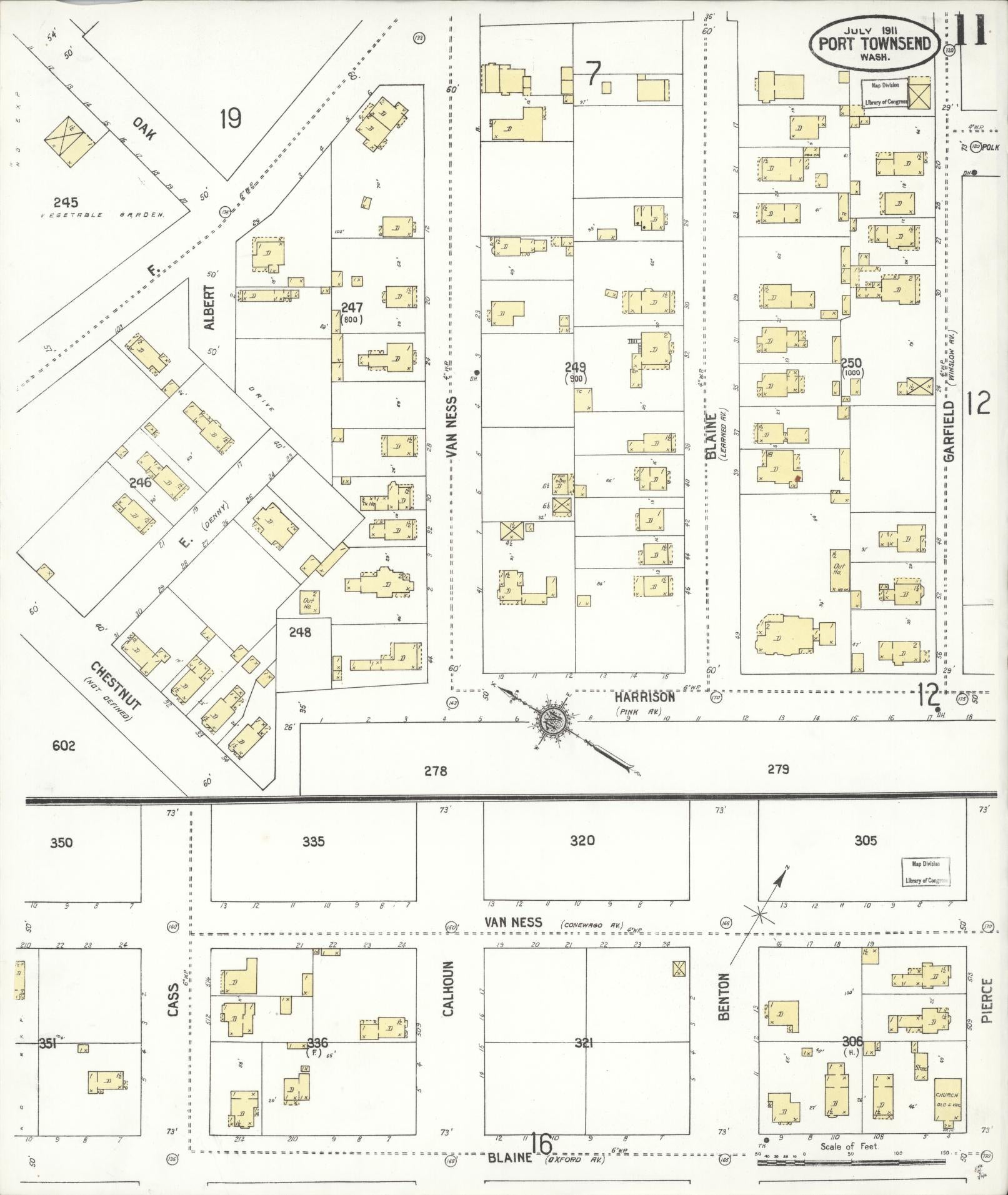 Sanborn Fire Insurance Map from Port Townsend, Jefferson County, Washington (1911), Sheet #0011 - Complete Map Set gallery image, historic Sanborn map, vintage wall art, Washington Washington