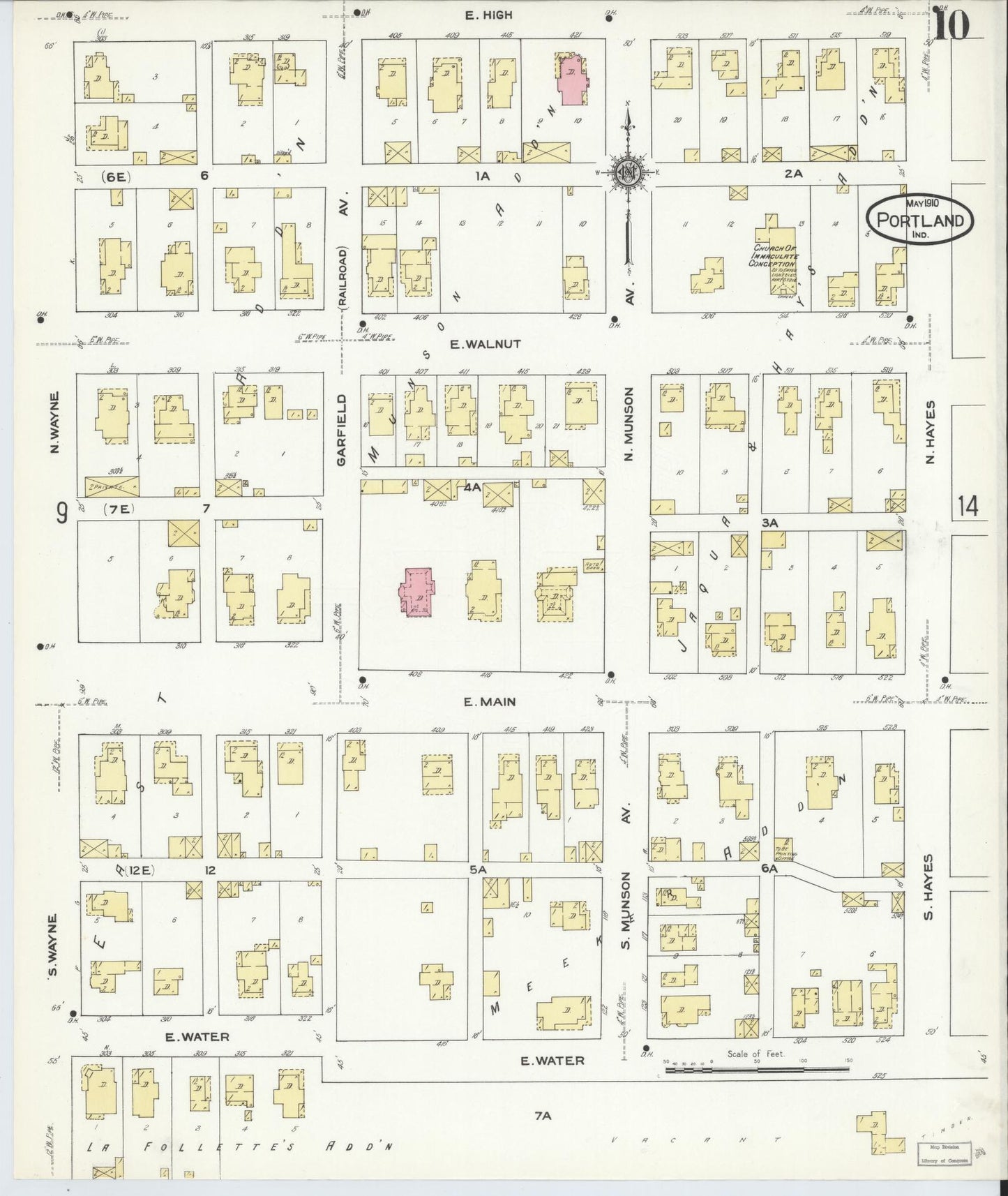 Sanborn Fire Insurance Map from Portland, Jay County, Indiana (1910), Sheet #0010 - Complete Map Set gallery image, historic Sanborn map, vintage wall art, Indiana Indiana