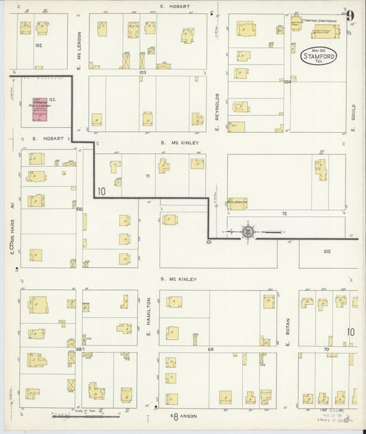 Sanborn Fire Insurance Map from Stamford, Jones County, Texas (1913), Sheet #0009 - Historic Sanborn Fire Insurance Map Print, vintage old map wall art, antique decor, genealogy gift, Texas Texas map