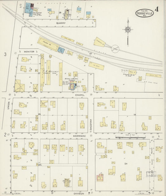 Sanborn Fire Insurance Map from Dodgeville, Iowa County, Wisconsin (1915), Sheet #0004 - Historic Sanborn Fire Insurance Map Print, vintage old map wall art, antique decor, genealogy gift, Wisconsin Wisconsin map