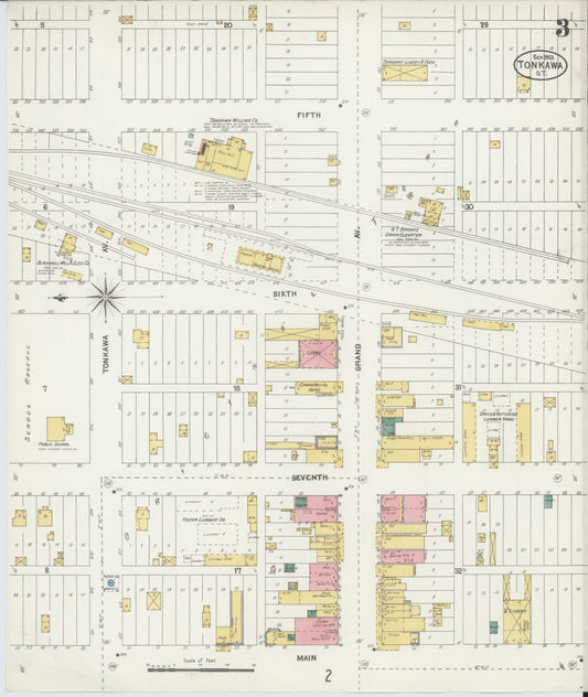 Sanborn Fire Insurance Map from Tonkawa, Kay County, Oklahoma (1903), Sheet #0003 - Historic Sanborn Fire Insurance Map Print, vintage old map wall art, antique decor, genealogy gift, Oklahoma Oklahoma map