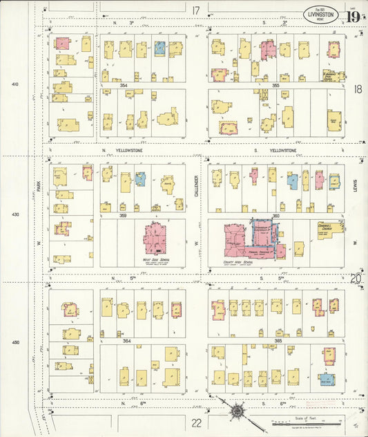 Sanborn Fire Insurance Map from Livingston, Park County, Montana (1921), Sheet #0019 - Historic Sanborn Fire Insurance Map Print, vintage old map wall art, antique decor, genealogy gift, Montana Montana map