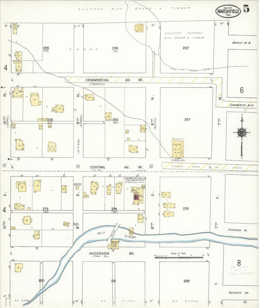 Sanborn Fire Insurance Map from Marshfield, Coos County, Oregon (1911), Sheet #0005 - Historic Sanborn Fire Insurance Map Print, vintage old map wall art, antique decor, genealogy gift, Oregon Oregon map