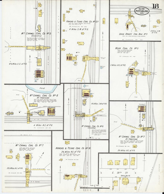 Sanborn Fire Insurance Map from Pittsburg, Crawford County, Kansas (1902), Sheet #0018 - Historic Sanborn Fire Insurance Map Print, vintage old map wall art, antique decor, genealogy gift, Kansas Kansas map