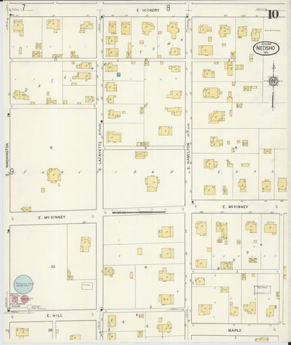 Sanborn Fire Insurance Map from Neosho, Newton County, Missouri (1916), Sheet #0010 - Complete Map Set gallery image, historic Sanborn map, vintage wall art, Missouri Missouri