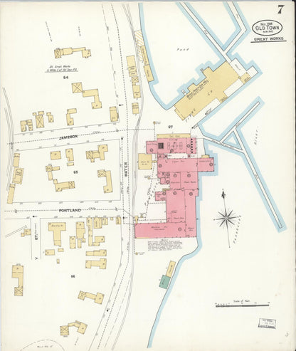Sanborn Fire Insurance Map from Old Town, Penobscot County, Maine (1906), Sheet #0007 - Complete Map Set gallery image, historic Sanborn map, vintage wall art, Maine Maine