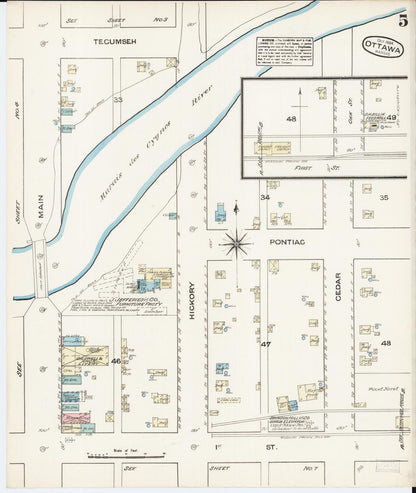 Sanborn Fire Insurance Map from Ottawa, Franklin County, Kansas (1884), Sheet #0005 - Complete Map Set gallery image, historic Sanborn map, vintage wall art, Kansas Kansas