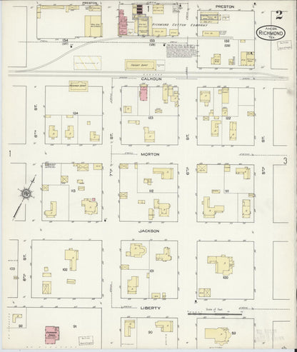 Sanborn Fire Insurance Map from Richmond, Fort Bend County, Texas (1914), Sheet #0002 - Historic Sanborn Fire Insurance Map Print, vintage old map wall art, antique decor, genealogy gift, Texas Texas map