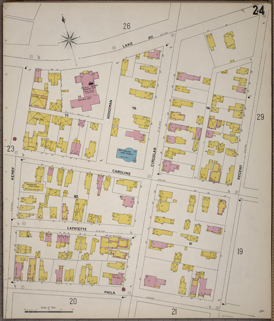 Sanborn Fire Insurance Map from Saratoga, Saratoga County, New York (1900), Sheet #0024 - Historic Sanborn Fire Insurance Map Print, vintage old map wall art, antique decor, genealogy gift, New York New York map
