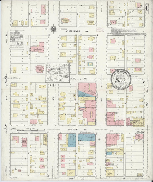 Sanborn Fire Insurance Map from Rifle, Garfield County, Colorado (1914), Sheet #0001 - Complete Map Set gallery image, historic Sanborn map, vintage wall art, Colorado Colorado