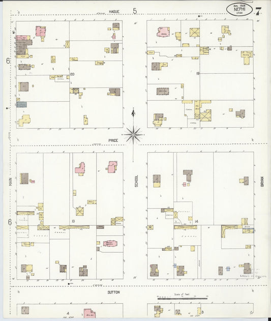 Sanborn Fire Insurance Map from Nephi, Juab County, Utah (1908), Sheet #0007 - Historic Sanborn Fire Insurance Map Print, vintage old map wall art, antique decor, genealogy gift, Utah Utah map
