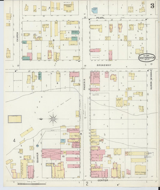 Sanborn Fire Insurance Map from South Haven, Van Buren County, Michigan (1896), Sheet #0003 - Historic Sanborn Fire Insurance Map Print, vintage old map wall art, antique decor, genealogy gift, Michigan Michigan map
