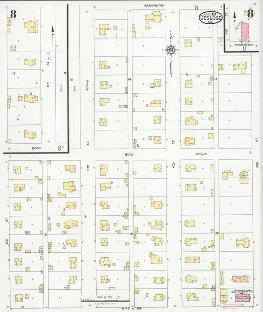 Sanborn Fire Insurance Map from Desloge, Saint Francois County, Missouri (1927), Sheet #0008 - Historic Sanborn Fire Insurance Map Print, vintage old map wall art, antique decor, genealogy gift, Missouri Missouri map