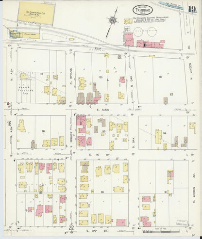 Sanborn Fire Insurance Map from Trinidad, Las Animas County, Colorado (1912), Sheet #0019 - Complete Map Set gallery image, historic Sanborn map, vintage wall art, Colorado Colorado