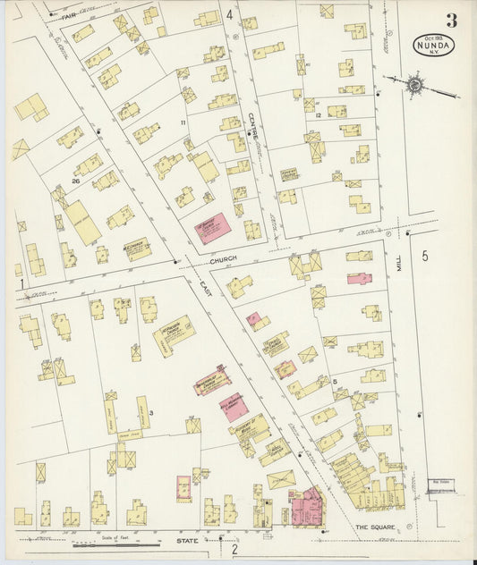 Sanborn Fire Insurance Map from Nunda, Livingston County, New York (1913), Sheet #0003 - Historic Sanborn Fire Insurance Map Print, vintage old map wall art, antique decor, genealogy gift, New York New York map