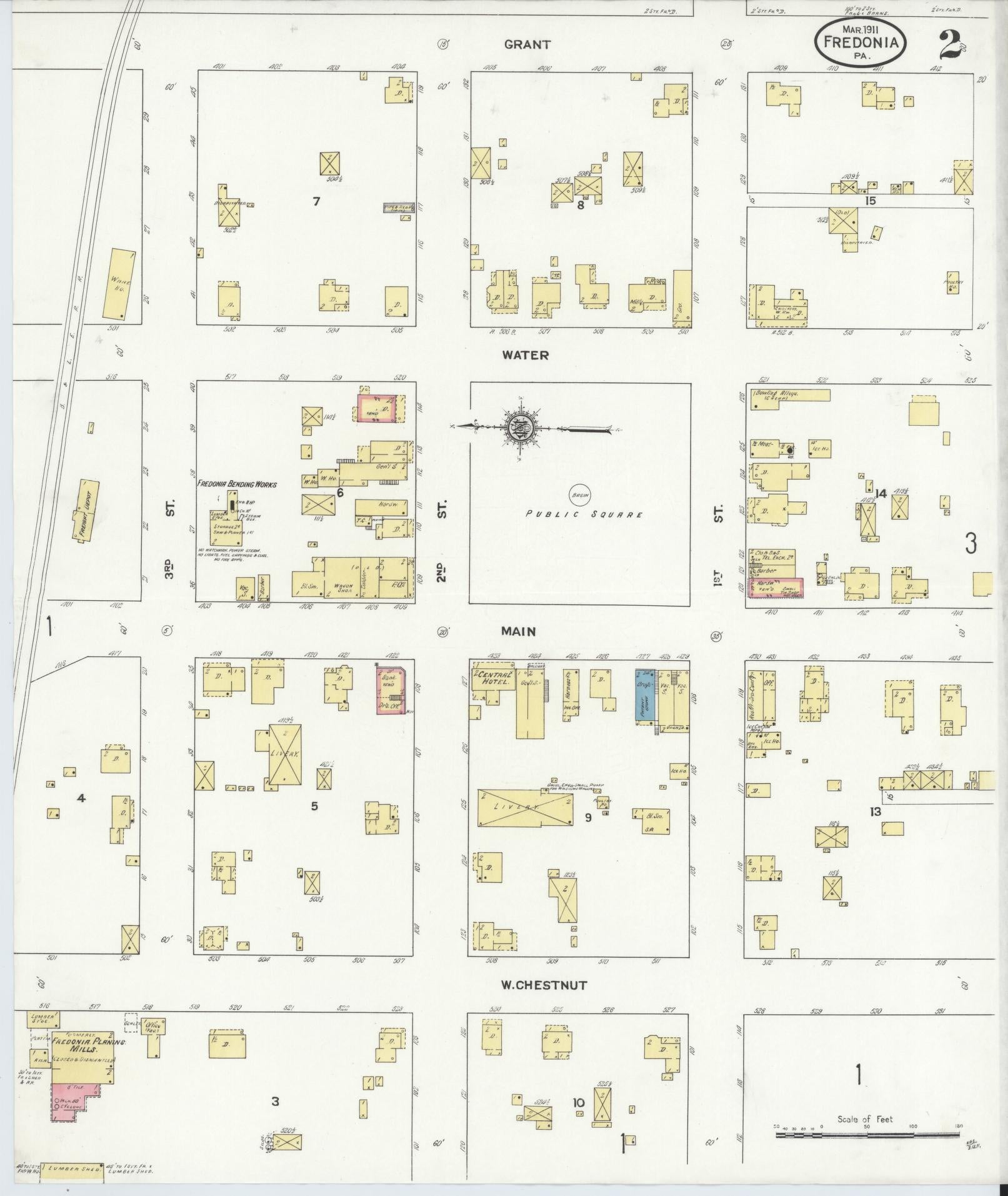 Sanborn Fire Insurance Map from Fredonia, Mercer County, Pennsylvania (1911), Sheet #0002 - Historic Sanborn Fire Insurance Map Print, vintage old map wall art, antique decor, genealogy gift, Pennsylvania Pennsylvania map